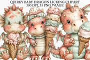 Quirky Baby Dragon Licking Clipart, a Seasonal Illustration by Canvas Craft (Thumbnail 1 of 7)