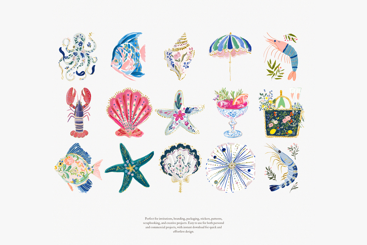 Preppy coastal clipart png set, a Decorative Illustration by Patishop Art (Photo 12 of 12)