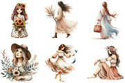 Boho Girl Clipart, an Illustration by DreamArtGraphic (Thumbnail 2 of 5)
