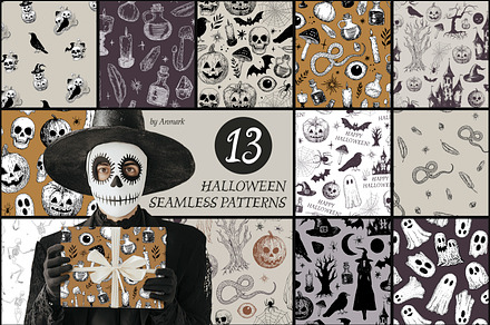 Halloween seamless patterns, a Pattern Graphic by AnMark