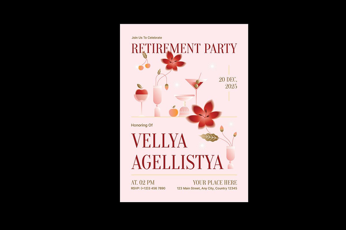 Floral Retirement Party Invitation, an Invitation Template by Neermana (Photo 2 of 4)