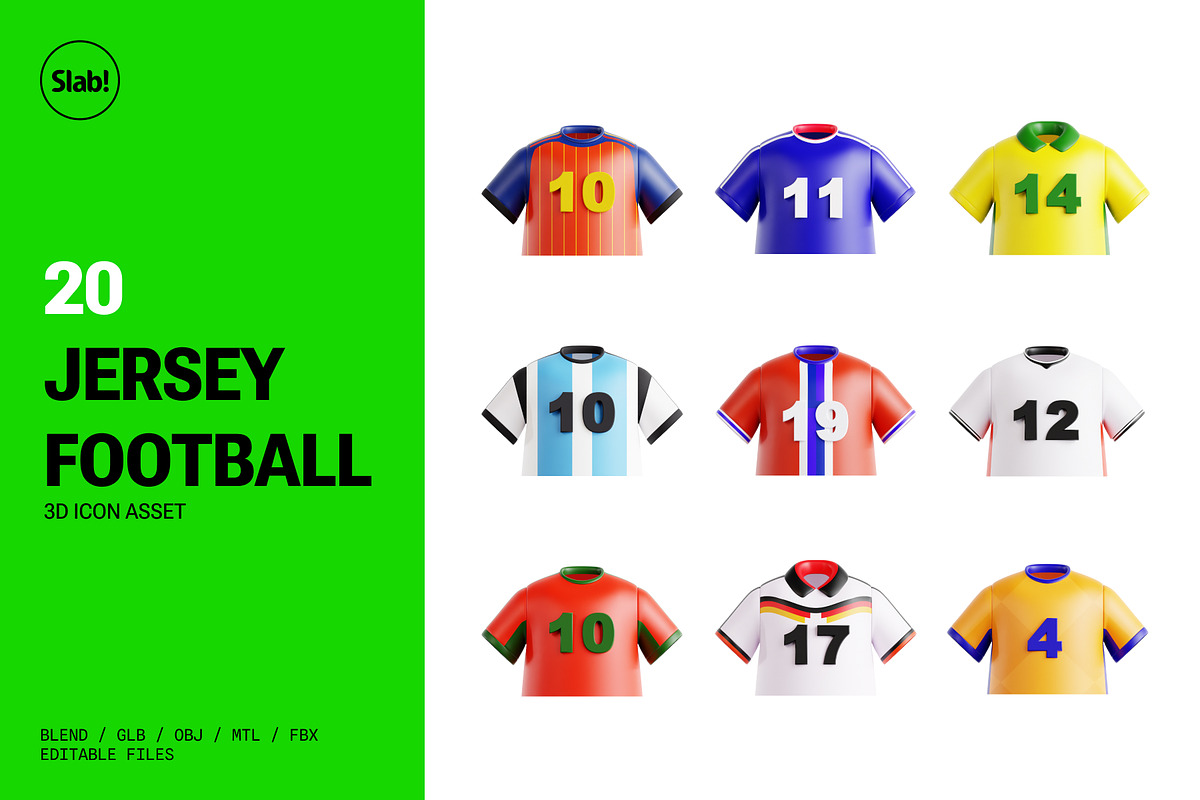 Football Team Jersey 3D Icon, an Object 3D Model by SLAB! Design (Photo 1 of 4)