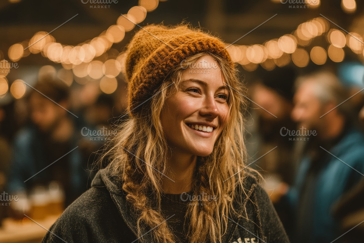 Smiling woman in cozy attire at festive social gathering with ambient lighting, a Person Photo by AS photostudio (Photo 2 of 2)