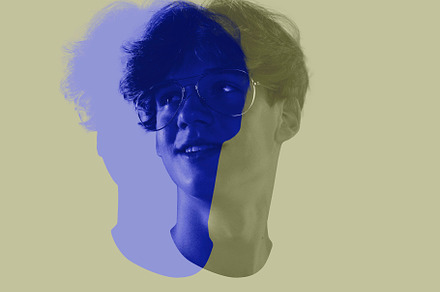Close-up young man's face, head with colored silhouette, shadow isolated on lig, a Person Photo by Volodymyr Melnyk