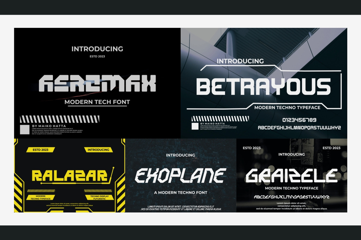 Modern Techno Font Bundle, a Sans Serif Font by MaikoHatta