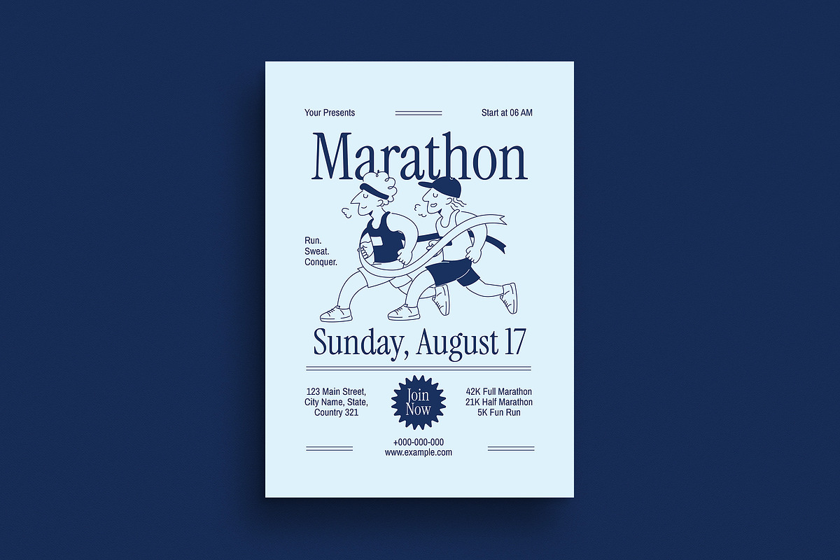 Retro Cartoon Marathon Flyer