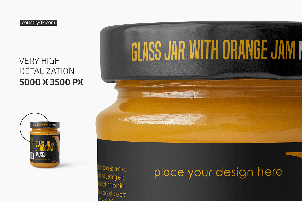 Glass Jar with Orange Jam Mockup Set, a Cups & Container Mockup by Country4k (Photo 3 of 4)