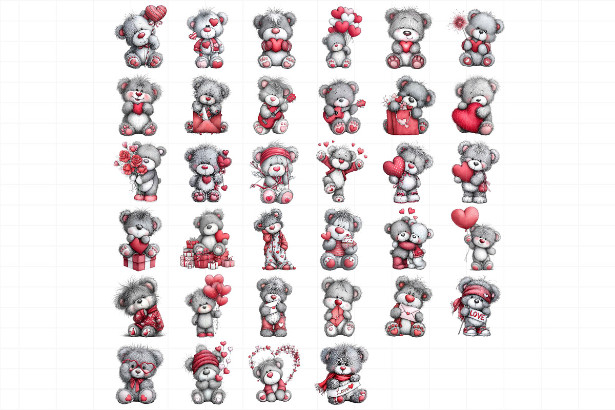 Valentine's Day Teddy Bear Clipart, an Illustration by Daily.Designs (Photo 5 of 5)