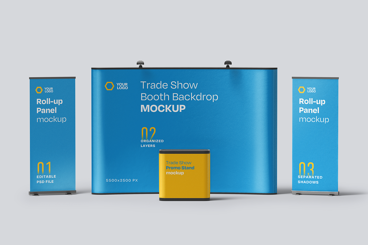 Exhibition Stand Mockup Set, an Advertising Mockup by Xtrahive (Photo 2 of 5)