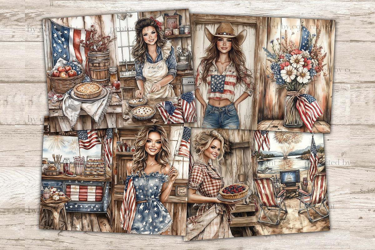 4th of July Junk Journal Pages, a Person Illustration by GlamArtZhanna (Photo 4 of 10)