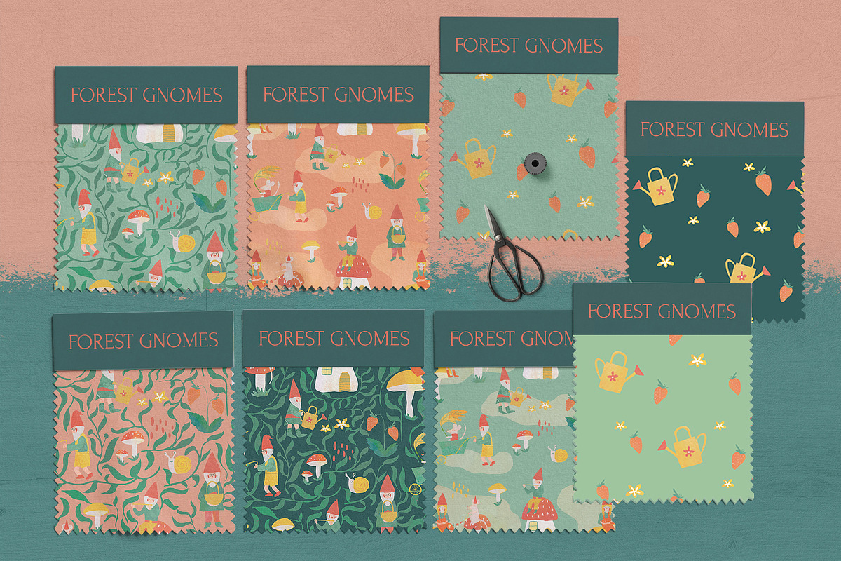 Forest cute gnomes patterns, a Pattern Graphic by watercolor kamill (Photo 2 of 10)