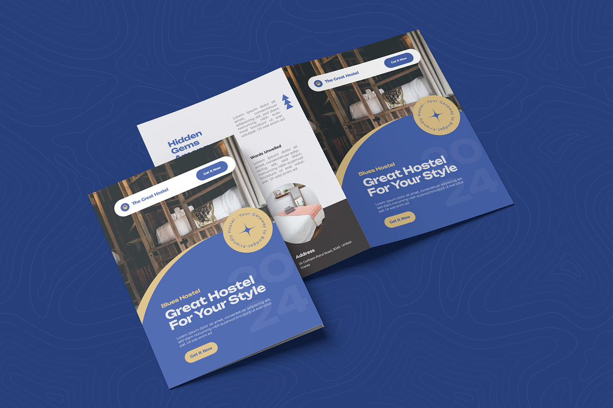 Blue Hostel Bifold Brochure, a Brochure Template by Esensifiksi.studio (Photo 3 of 3)