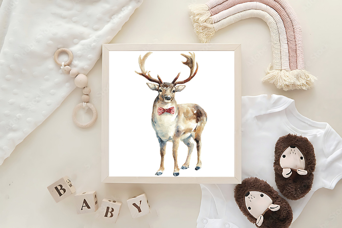 Funny Cute Christmas Reindeer Clipar, an Illustration by CraftArtStudio (Photo 6 of 6)