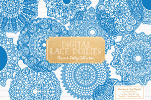 Blue Round Lace Vector Doilies, an Illustration by Amanda Ilkov