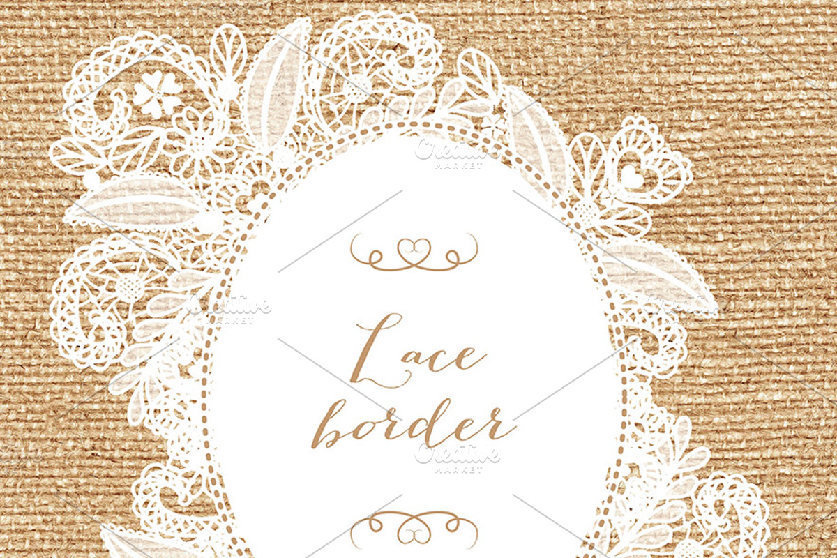 Vector floral lace frame, an Illustration by designloverstudio (Photo 3 of 3)