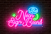 Neon Sign Board, a Product Mockup by PixelVoyager (Thumbnail 3 of 4)