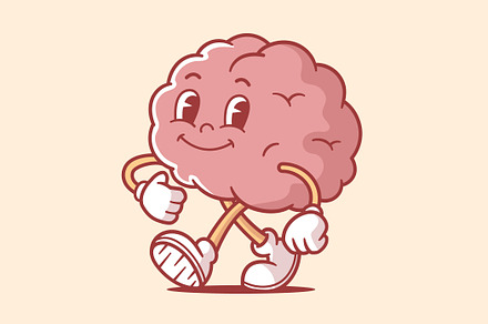 Vintage Brain Mascot, an Object Illustration by Vector Kitchen by Zoljo