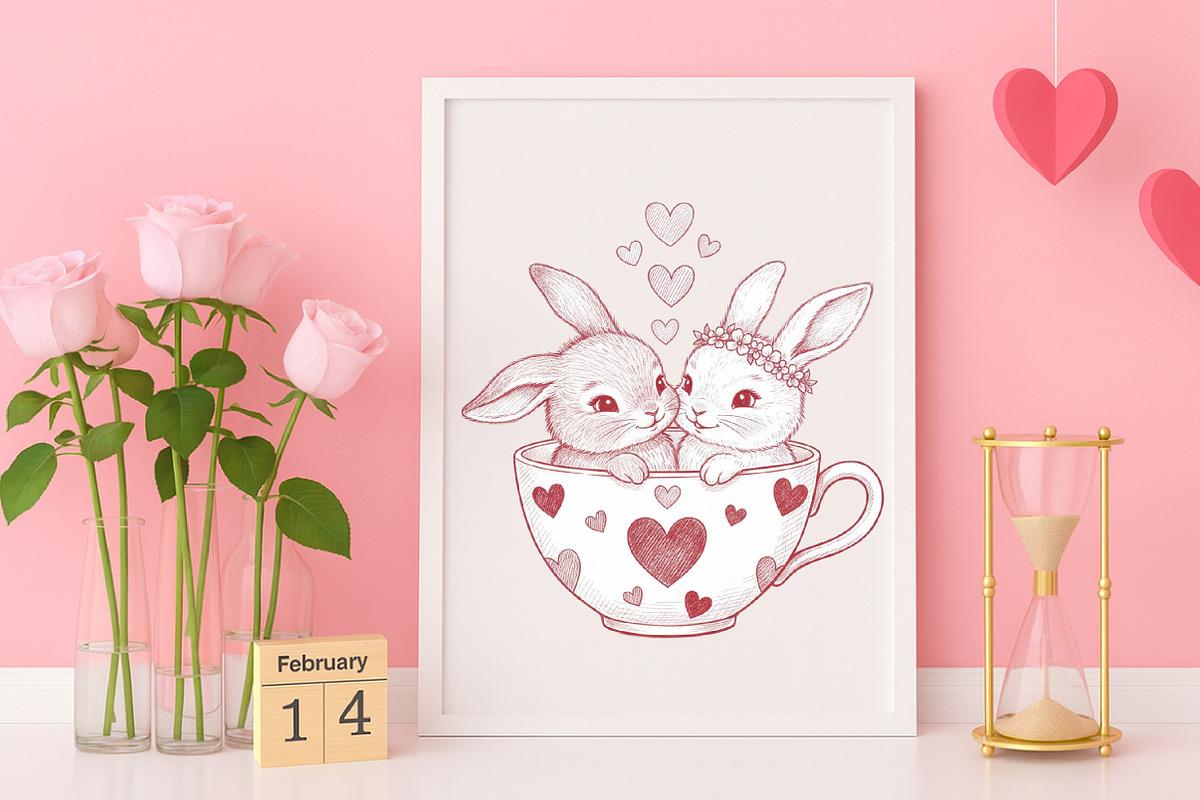 Whimsical Bunnies Valentine's Day, an Illustration by Canvas Craft (Photo 7 of 7)