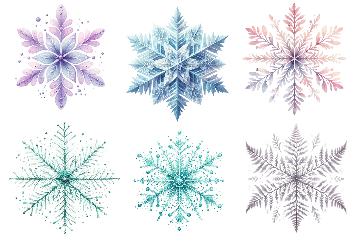 Watercolor Pastel Snowflakes, an Illustration by Designworld (Photo 4 of 5)