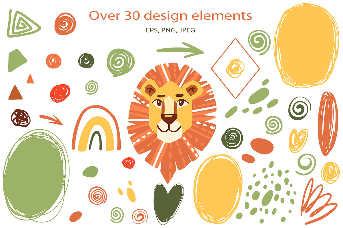 Lion's Dreams - Vector Clip Art Set, an Animal Illustration by Mashamashastu (Photo 2 of 11)