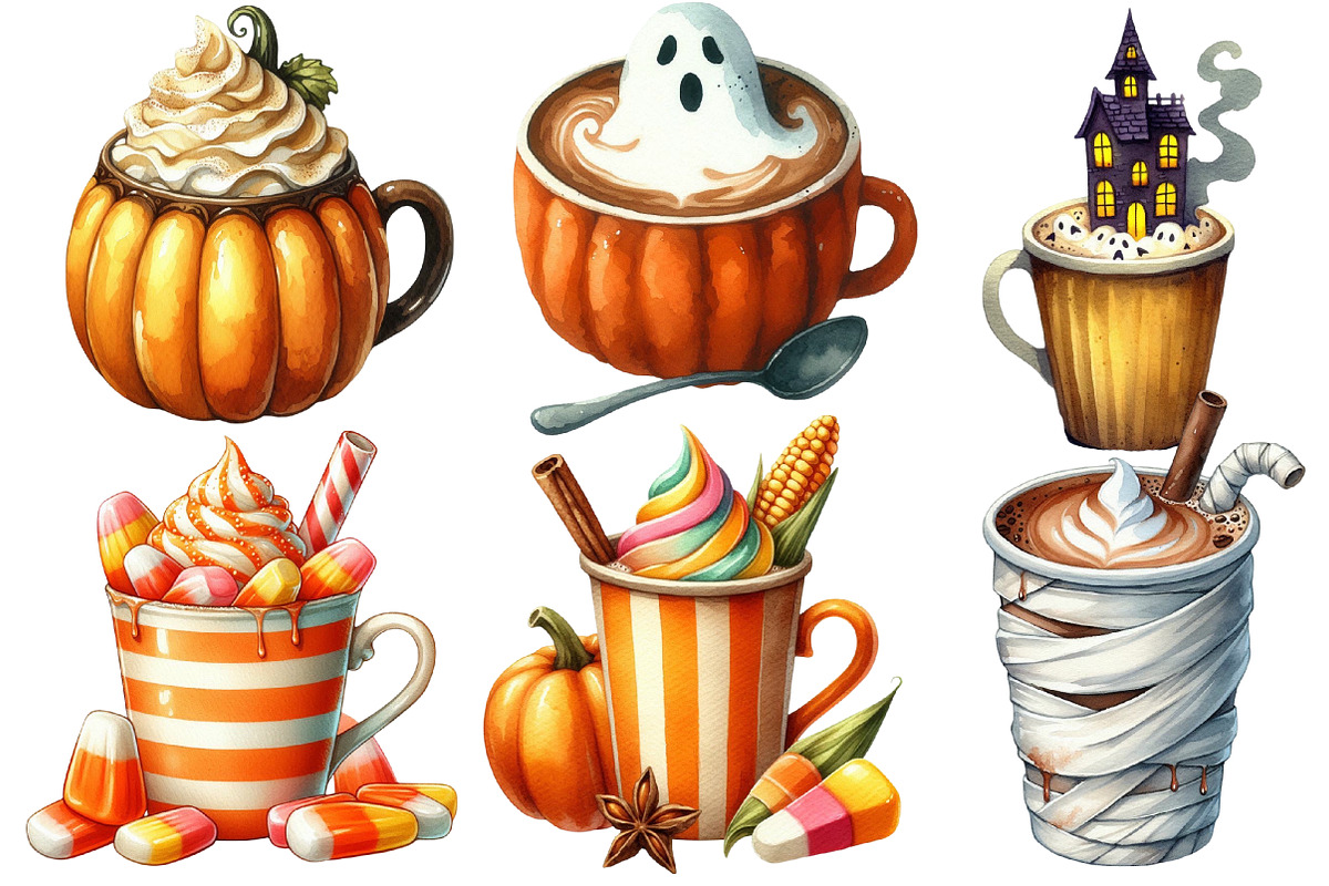 Halloween Coffee Latte Clipart, an Illustration by Designworld (Photo 4 of 6)