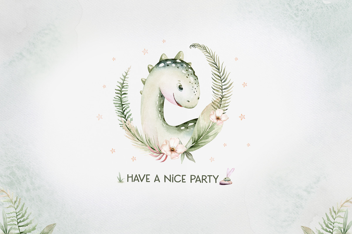 Dino Party watercolor set, an Animal Illustration by Peace ART (Photo 10 of 10)