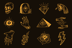 126 Set Mystic Tattoo Magic Geometry