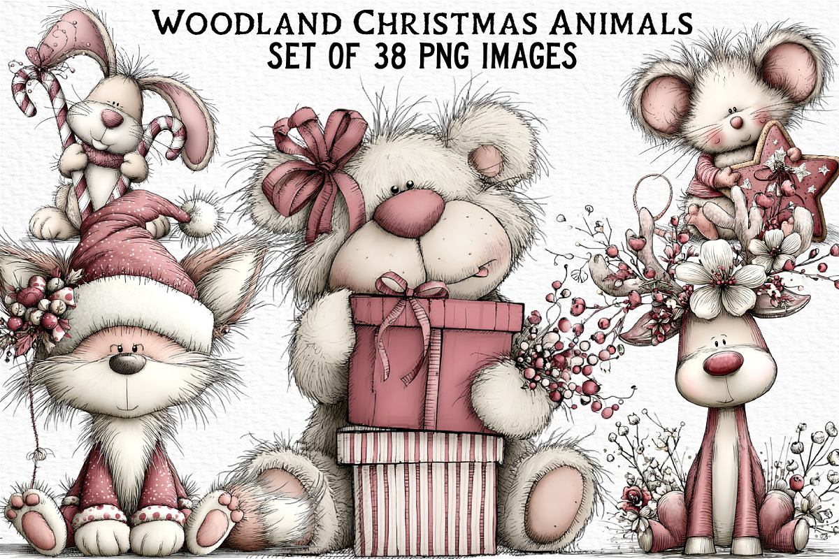 Whimsical Woodland Christmas Animals, an Illustration by Craft Nest (Photo 1 of 6)