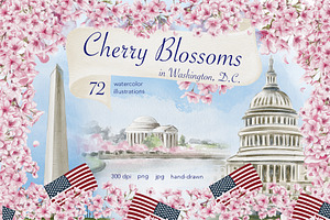 Cherry Blossoms clip art watercolor