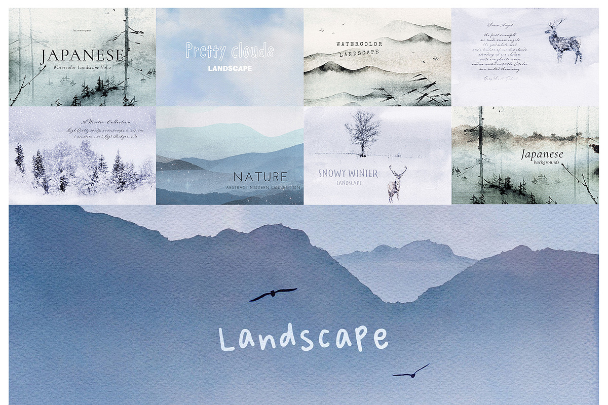 Winter Landscape Bundle, a Background Graphic by by creative paper (Photo 1 of 5)