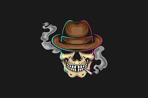 Vector Smoking Skull Design