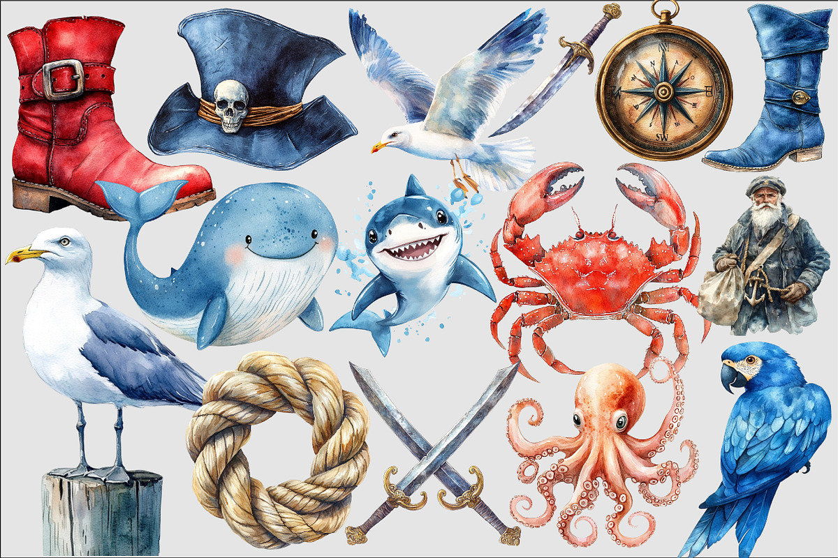 Pirate Clipart Set, an Illustration by Design Market (Photo 3 of 5)