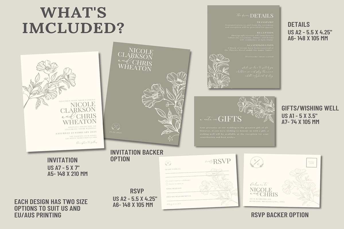Green Wedding Invitation Template, an Invitation Template by LushBury (Photo 2 of 5)