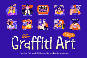 Graffiti Art Stickers Set, an Emoji Icon by Creative Stall