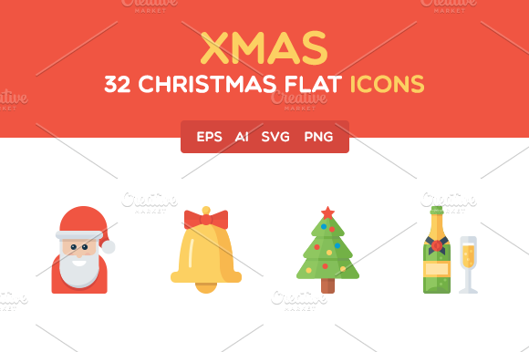 Christmas Flat Icon Set