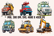 Cartoon Trucks and Diggers, a Transportation Illustration by PrintHaven Designs (Thumbnail 6 of 7)