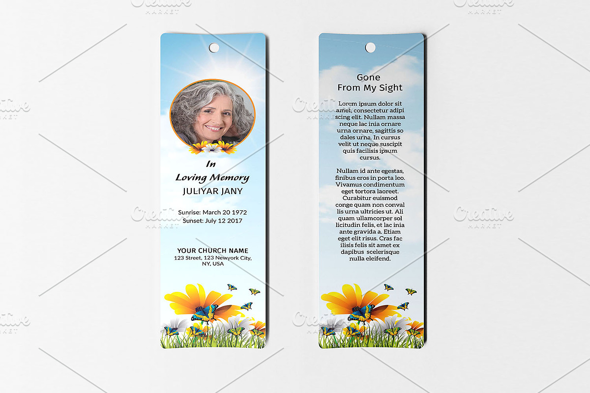 Funeral Bookmark Template V01, a Card Template by Template Shop (Photo 1 of 5)