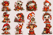 Whimsical Woodland Christmas Animals, an Animal Illustration by SVGArt (Thumbnail 2 of 5)