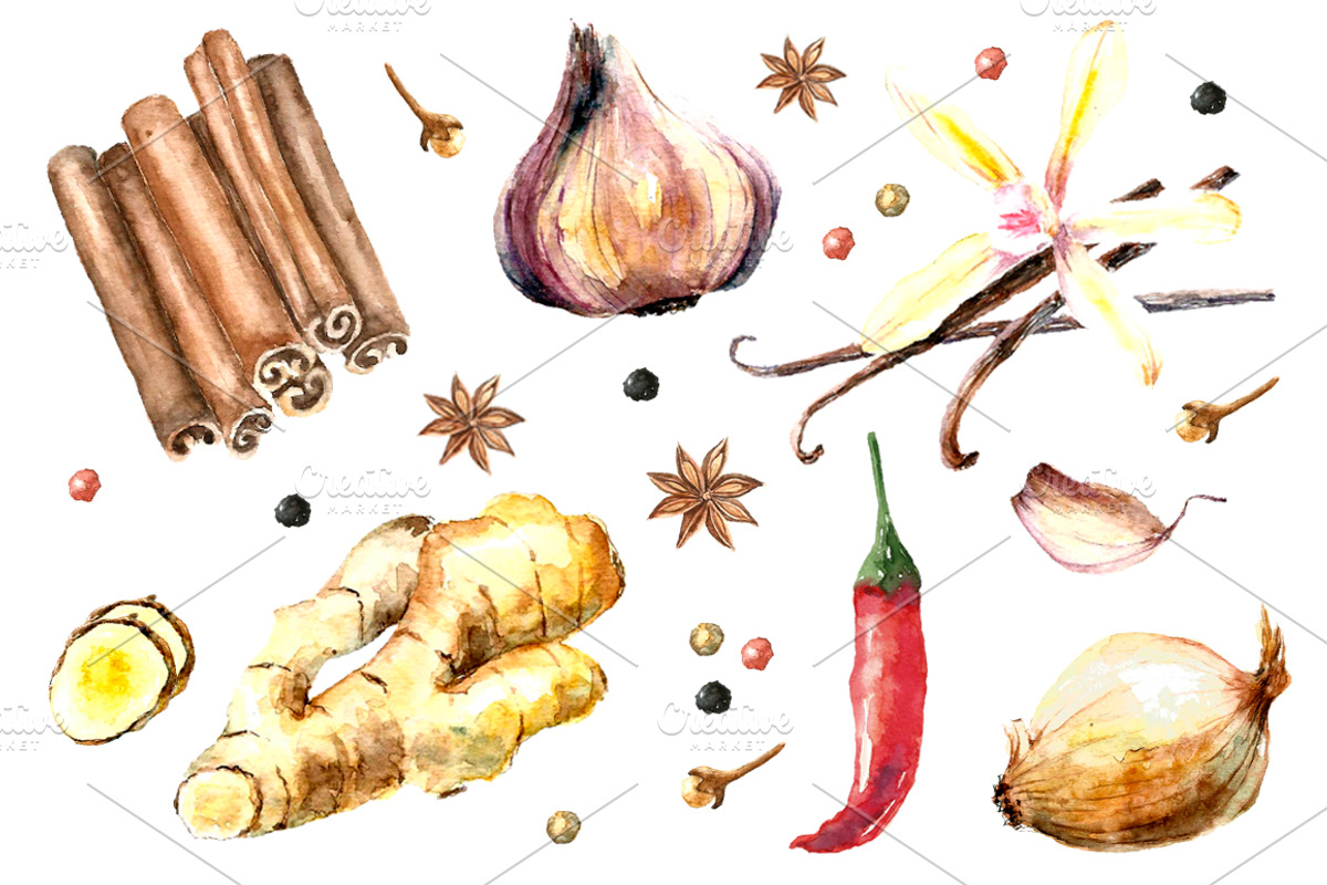 Herbs and Spices watercolor set, an Object Graphic by Vikeriya (Photo 2 of 5)