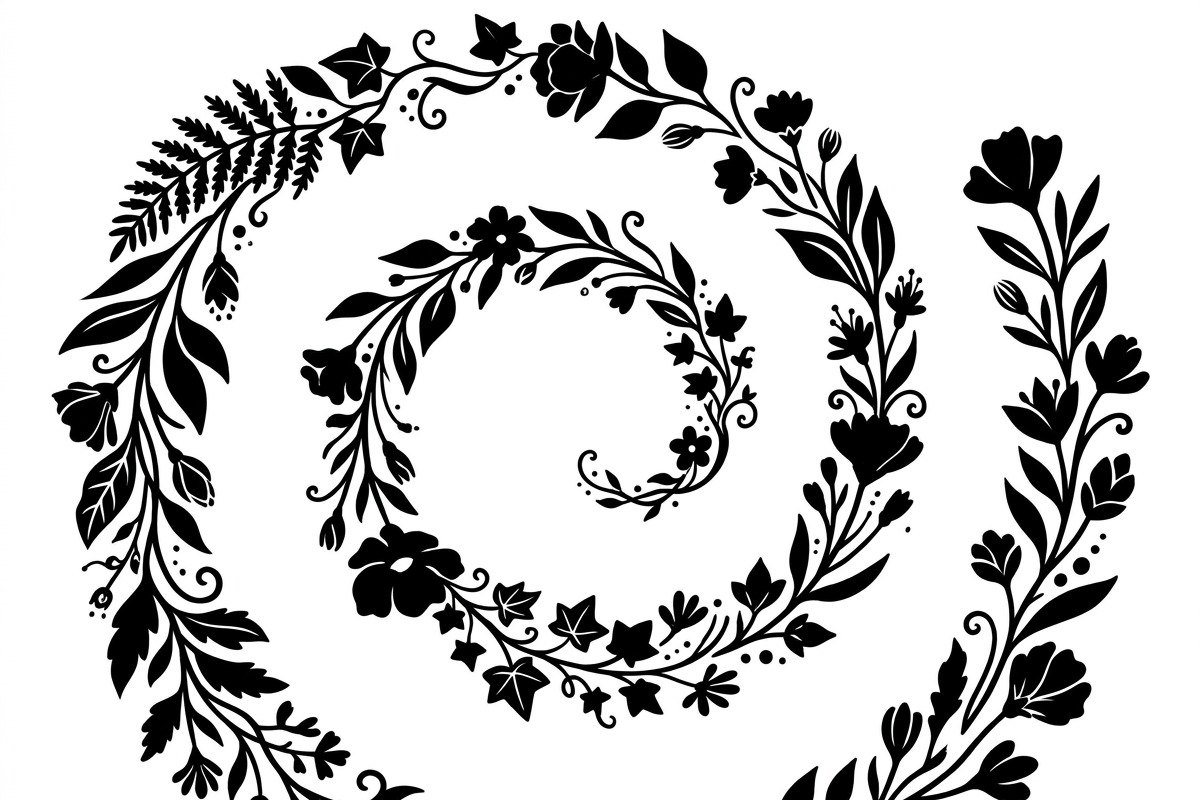 50 Elegant Floral Leaf Spiral Frame, a Decorative Illustration by Amazin_art (Photo 30 of 39)