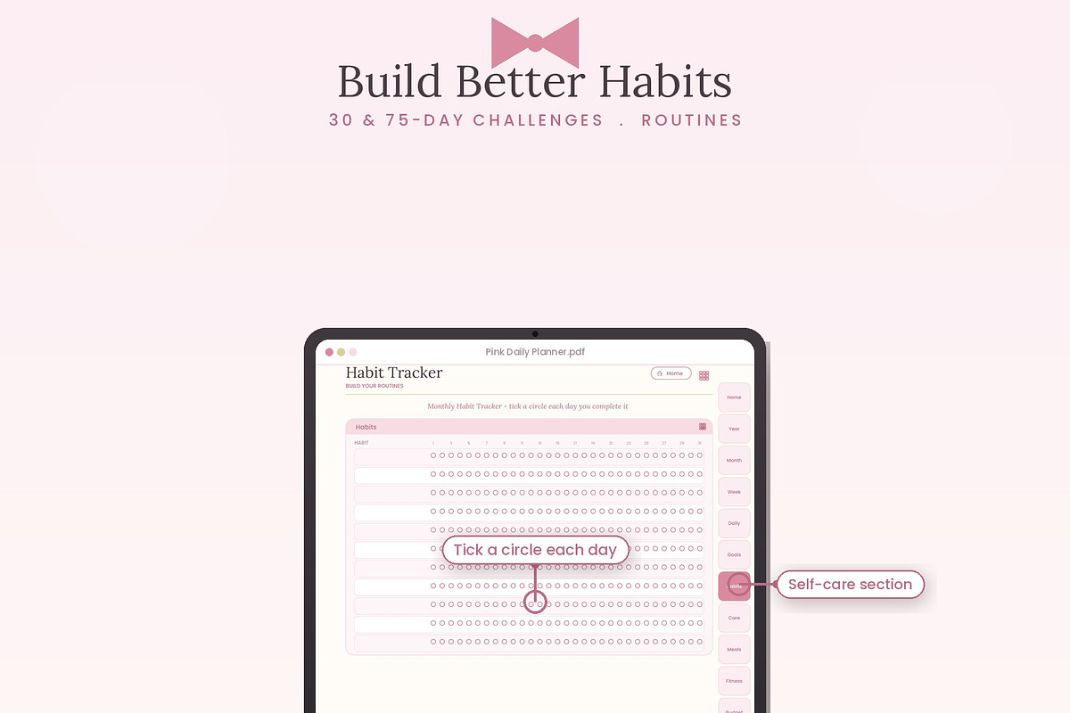 Pink Daily Planner | Hyperlinked, a Poster Template by HeavensStar (Photo 7 of 12)