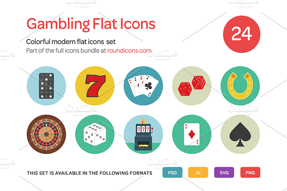 Gambling Flat Icons Set