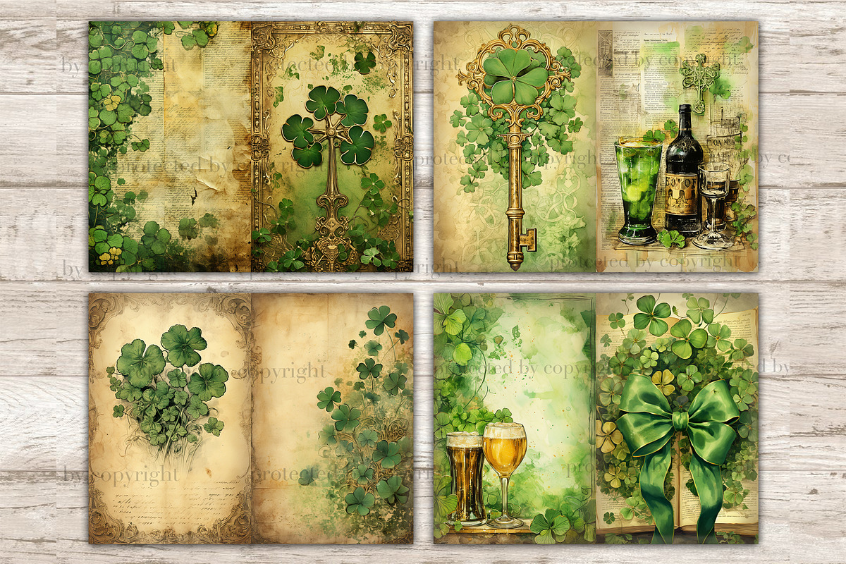 St Patricks Day Junk Journal Pages, a Decorative Illustration by GlamArtZhanna (Photo 4 of 10)