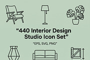 Interior Design Studio Icon Set, an Outline Icon by adenpinkstore (Thumbnail 1 of 12)