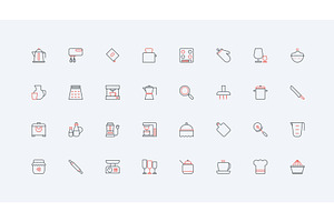 Kitchen equipment chefs hat icons, a Food Illustration by Lemberg Vector