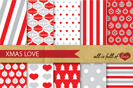 Retro Digital Scrapbook XMAS Paper