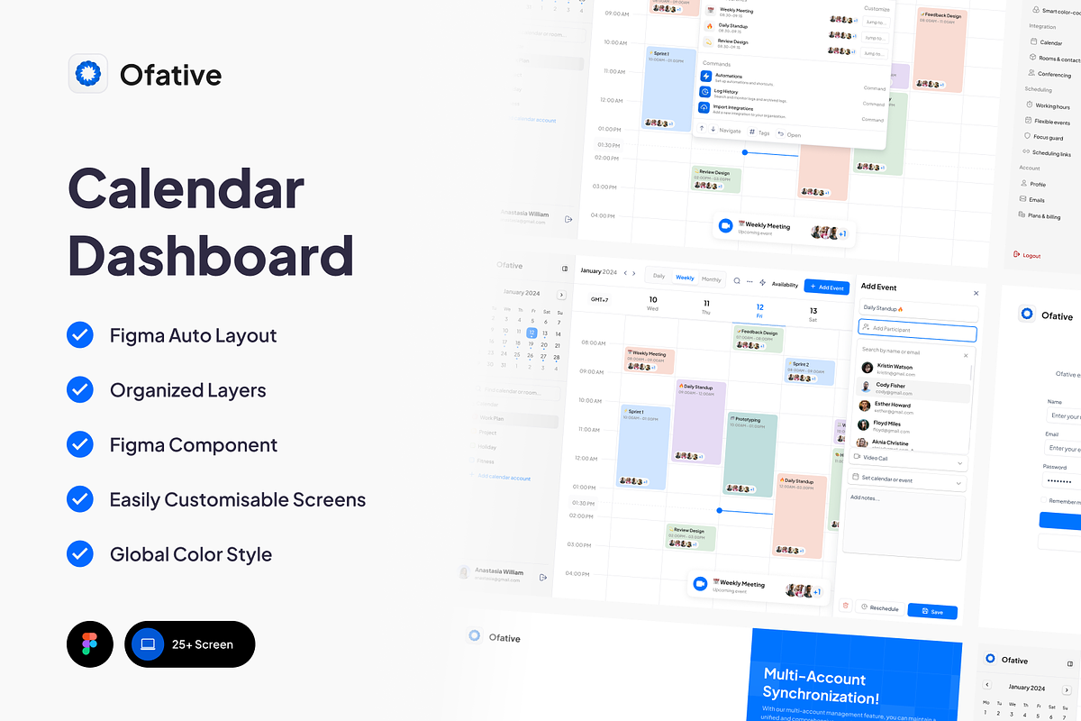 Ofative - Calendar Dashboard App, an UI Kit Template by cansaasstudio (Photo 1 of 6)