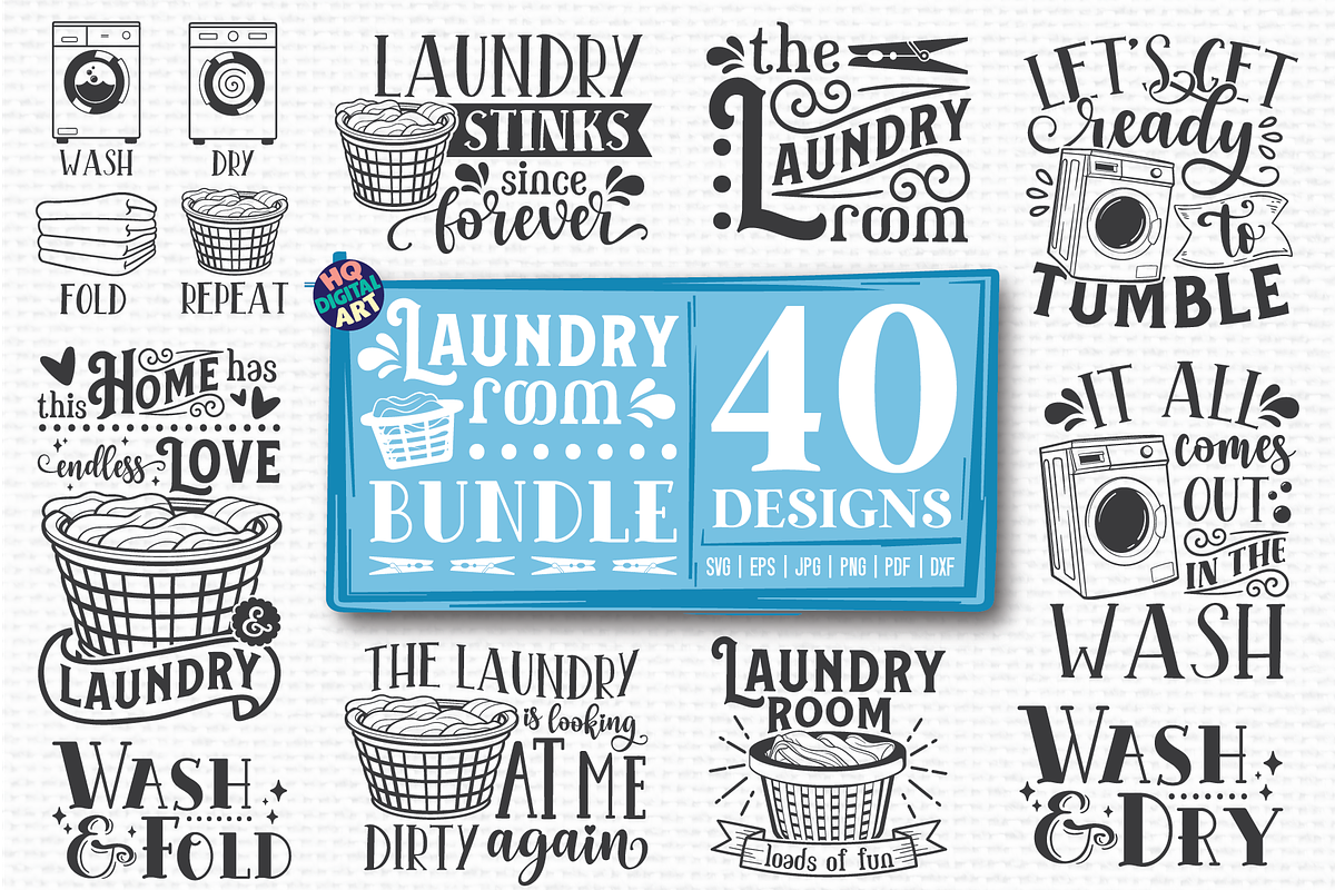 Laundry Room SVG Bundle, a Decorative Illustration by HQDigitalArt (Photo 1 of 4)