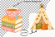 Books Lover Fall Clipart Autumn PNG, a Seasonal Illustration by SugarCloudStudioArt (Thumbnail 2 of 6)