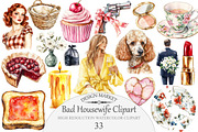 Watercolor Bad Housewife Clipart, an Illustration by Design Market (Thumbnail 1 of 4)